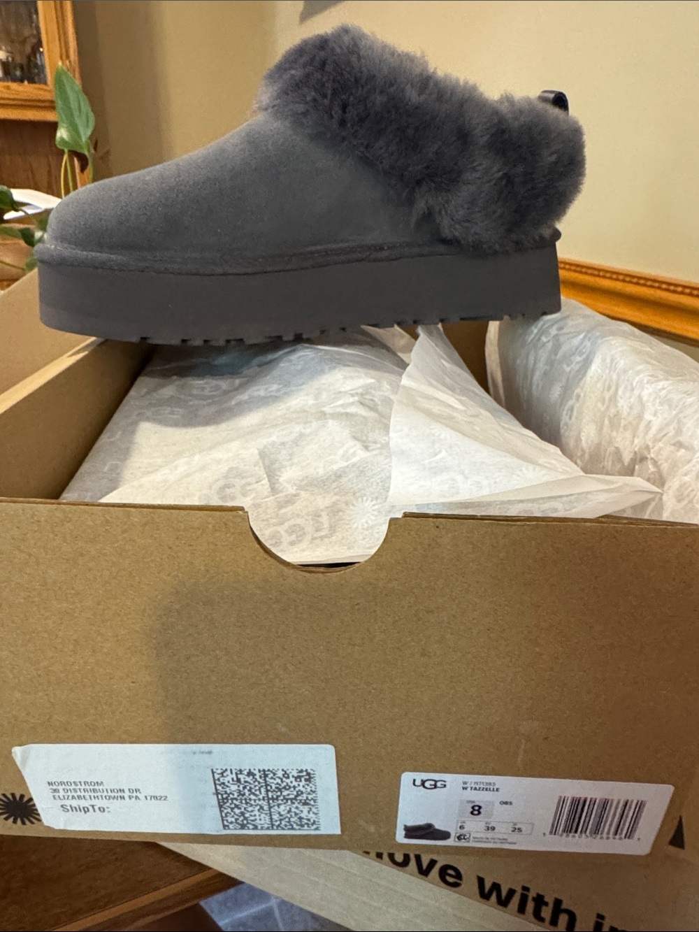 UGG Gray Shearling Platform Clog
